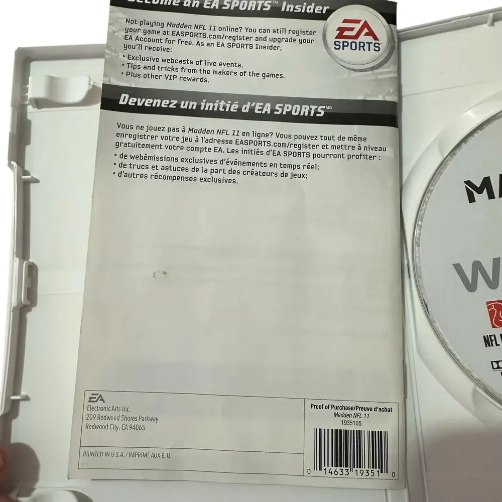 Madden NFL 11 Nintendo Wii Complete With Manual Untested Sports Football Gaming